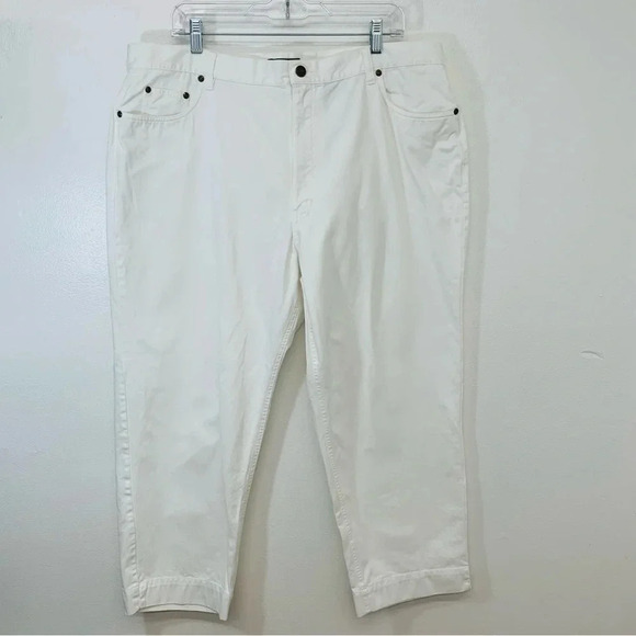 Eddie Bauer White Pants Woman Size 20  Front‎ Zip Pockets  Cotton Lightweight - Picture 1 of 11